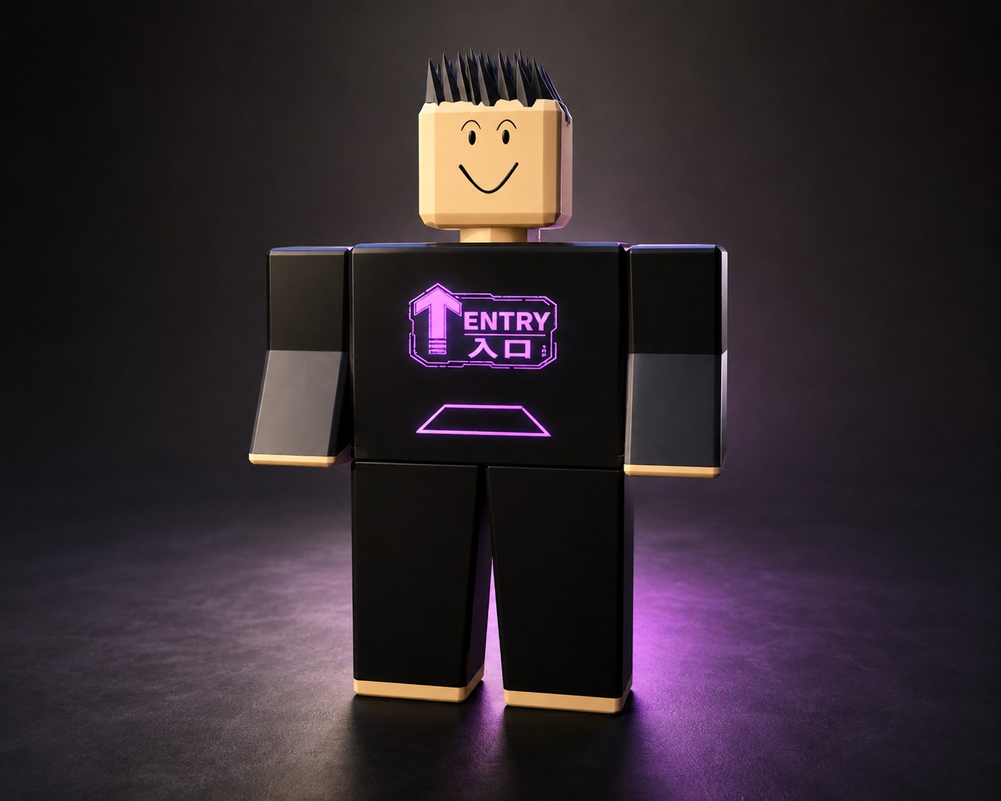 Roblox cyberpunk character render, front view